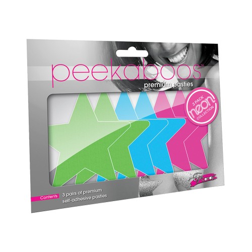 Peekaboos Neon Stars Pasties Paquete de 3