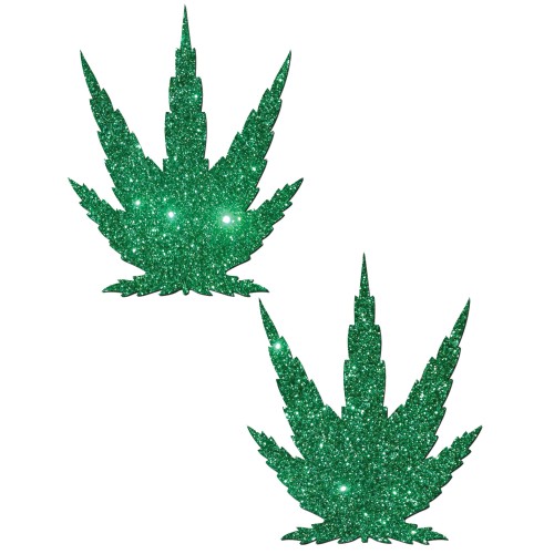 Pastease Premium Glitter Marijuana Leaf - Green O/S