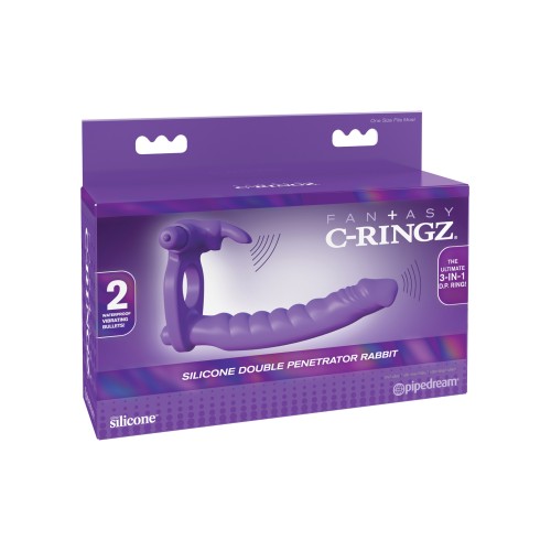 Conejo Doble Pene de Silicona Fantasy C-Ringz - Morado