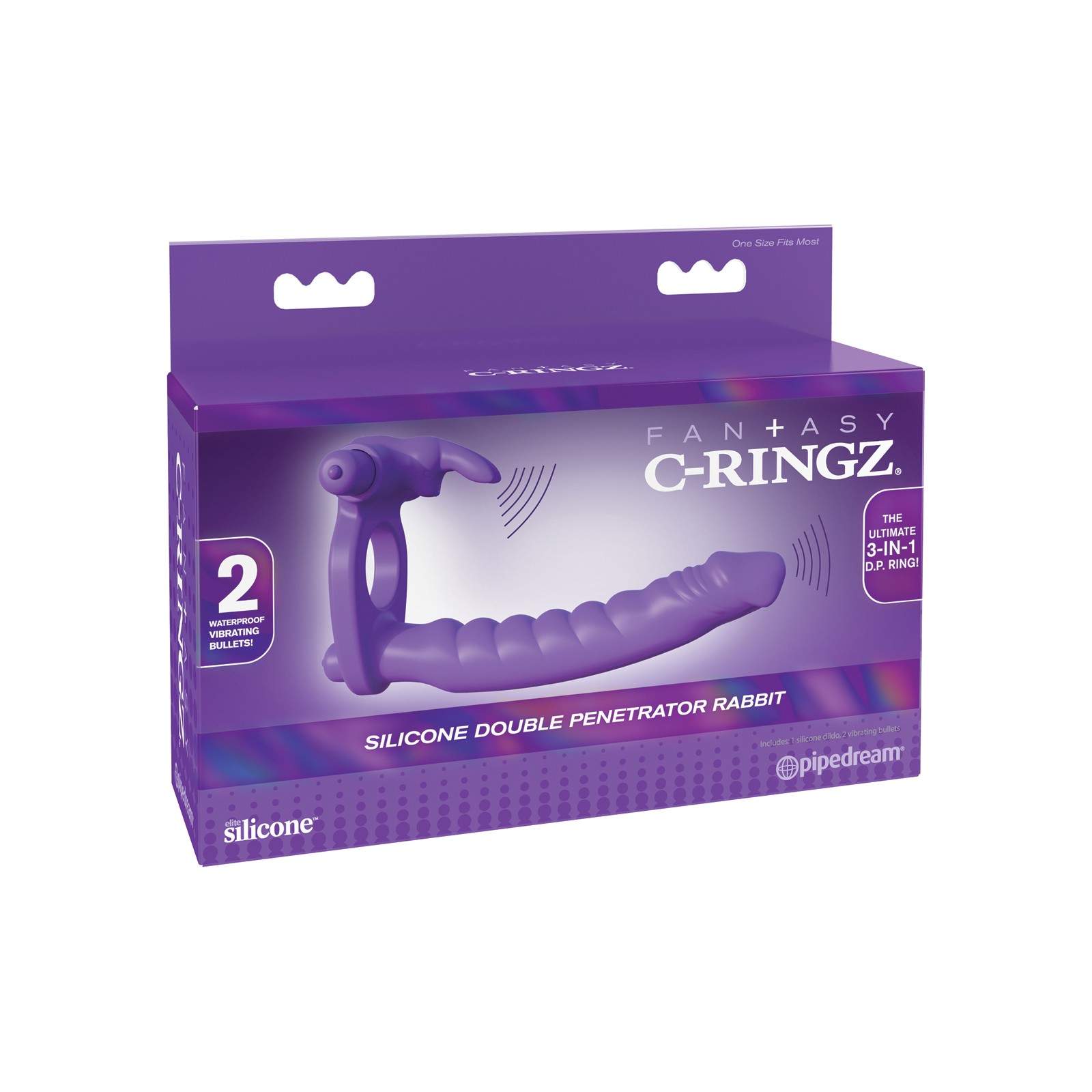 Conejo Doble Pene de Silicona Fantasy C-Ringz - Morado