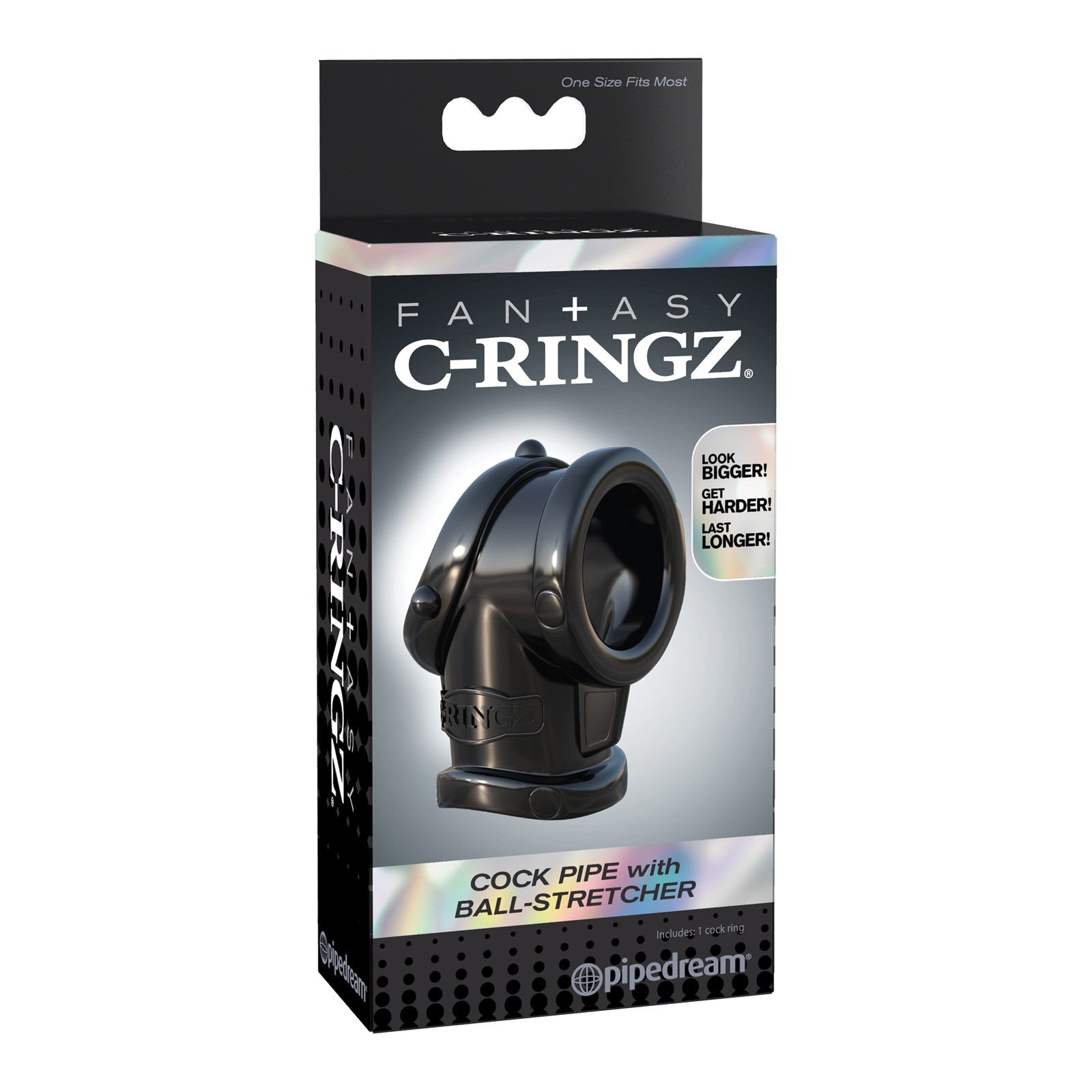 Fantasy C-Ringz Cock Pipe con Estirador de Testículos - Negro