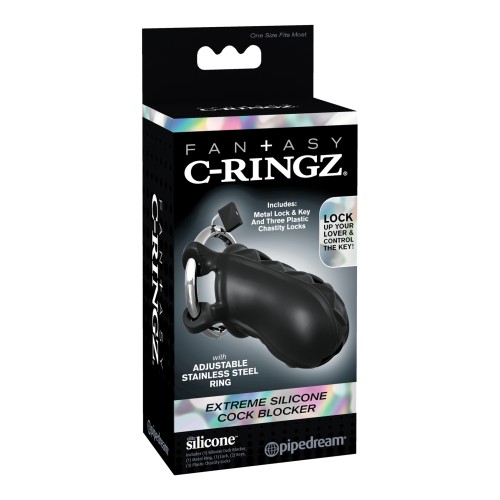 Fantasy C-Ringz Extreme Silicone Cock Blocker - Black