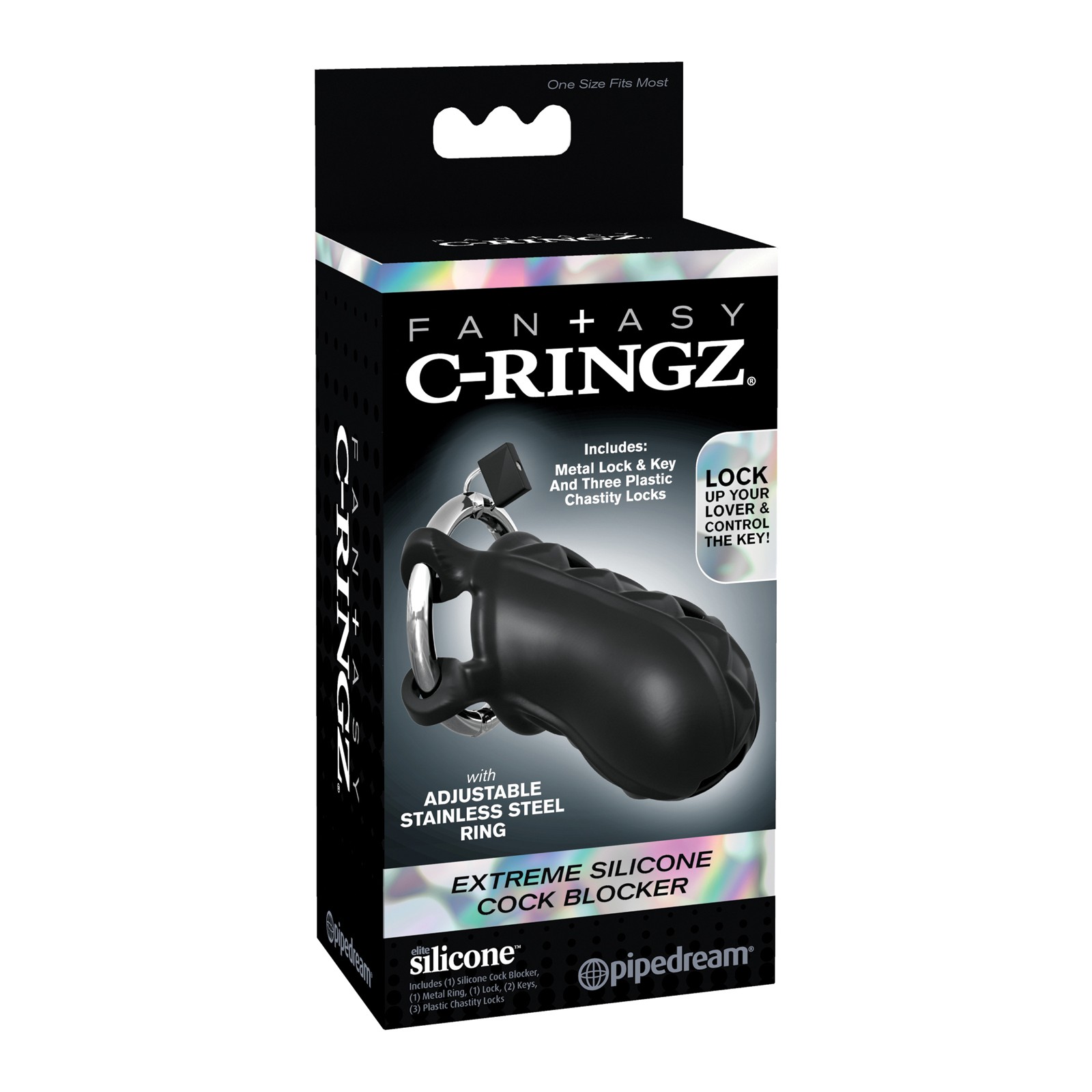 Fantasy C-Ringz Extreme Bloqueador de Pene de Silicona - Negro