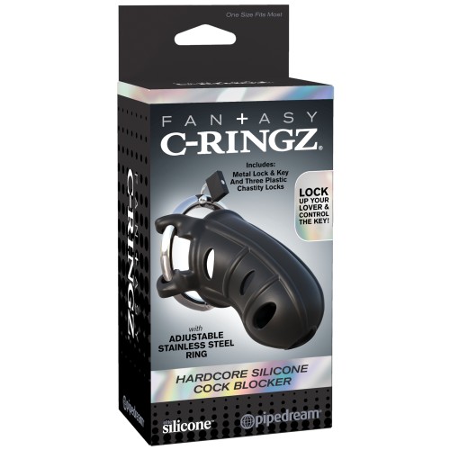 Fantasy C-Ringz Hardcore Cock Blocker de Silicona Negro