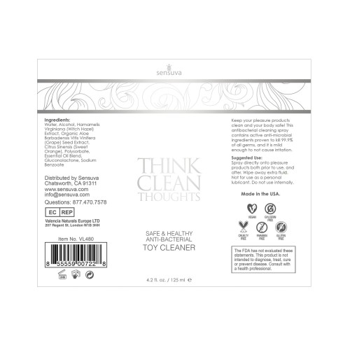 Limpiador de Juguetes Sensuva Think Clean Thoughts 4.2 oz