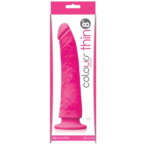 Dildo Delgado de Colores Placenteros de 8 Pulgadas Rosa