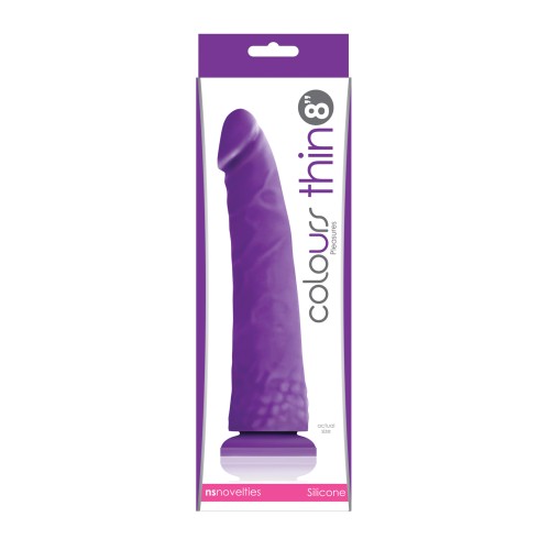 Dildo Colores Placeres Delgado de 8" - Púrpura