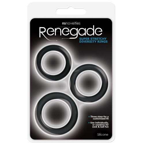 Renegade Diversity Rings - Black Pack of 3