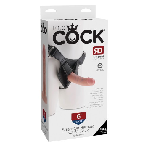 King Cock Strap On Harness with 6" Cock - Realistic Pleasure