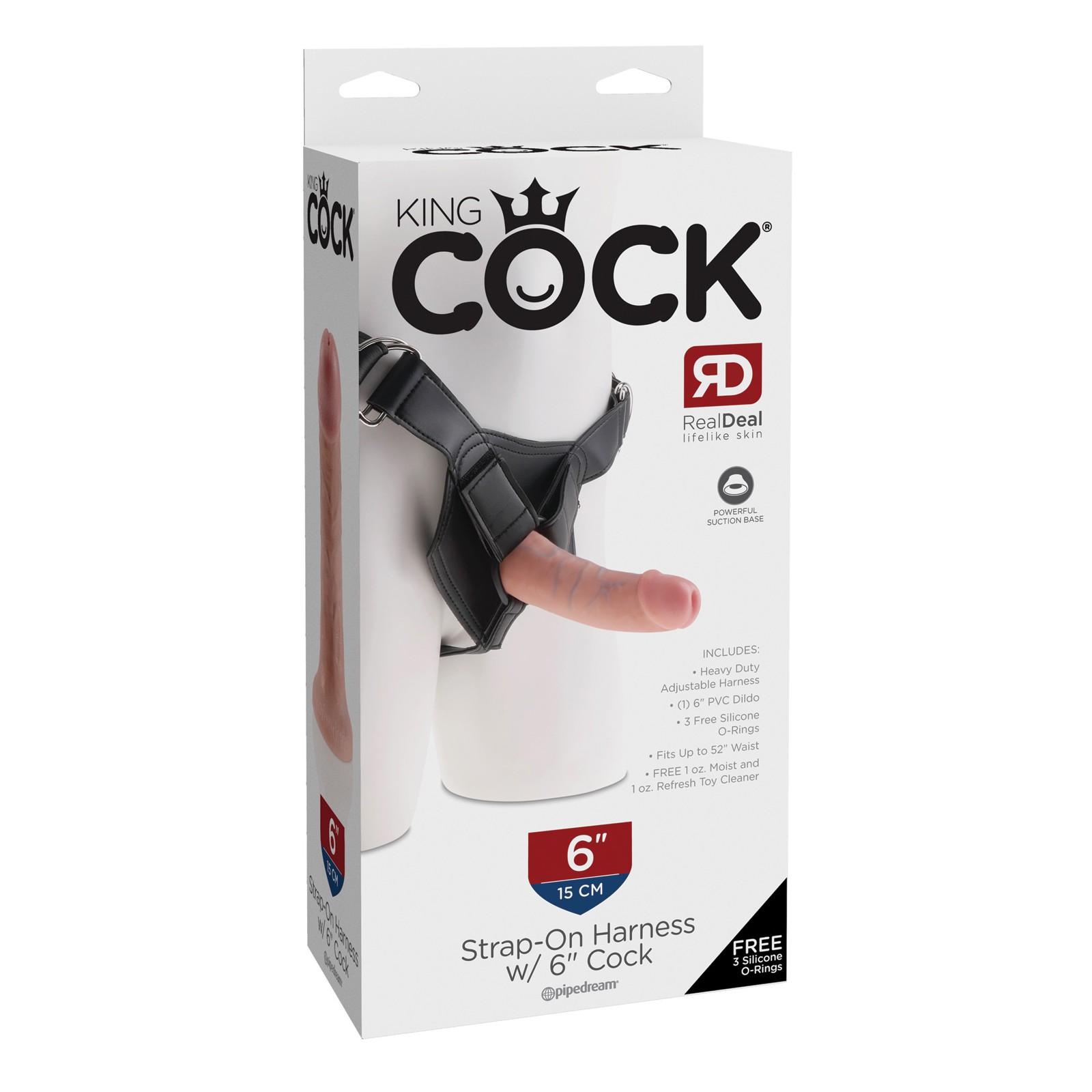 King Cock Strap On Harness with 6" Cock - Realistic Pleasure