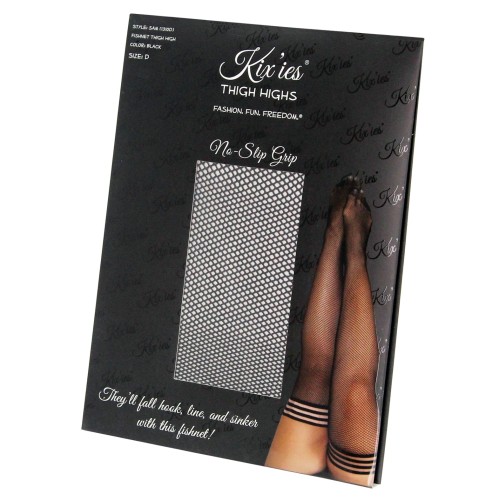 Kixies Sam Fishnet Thigh Highs - Black