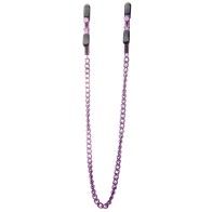 Shots Ouch Adjustable Nipple Clamps with Chain - Purple