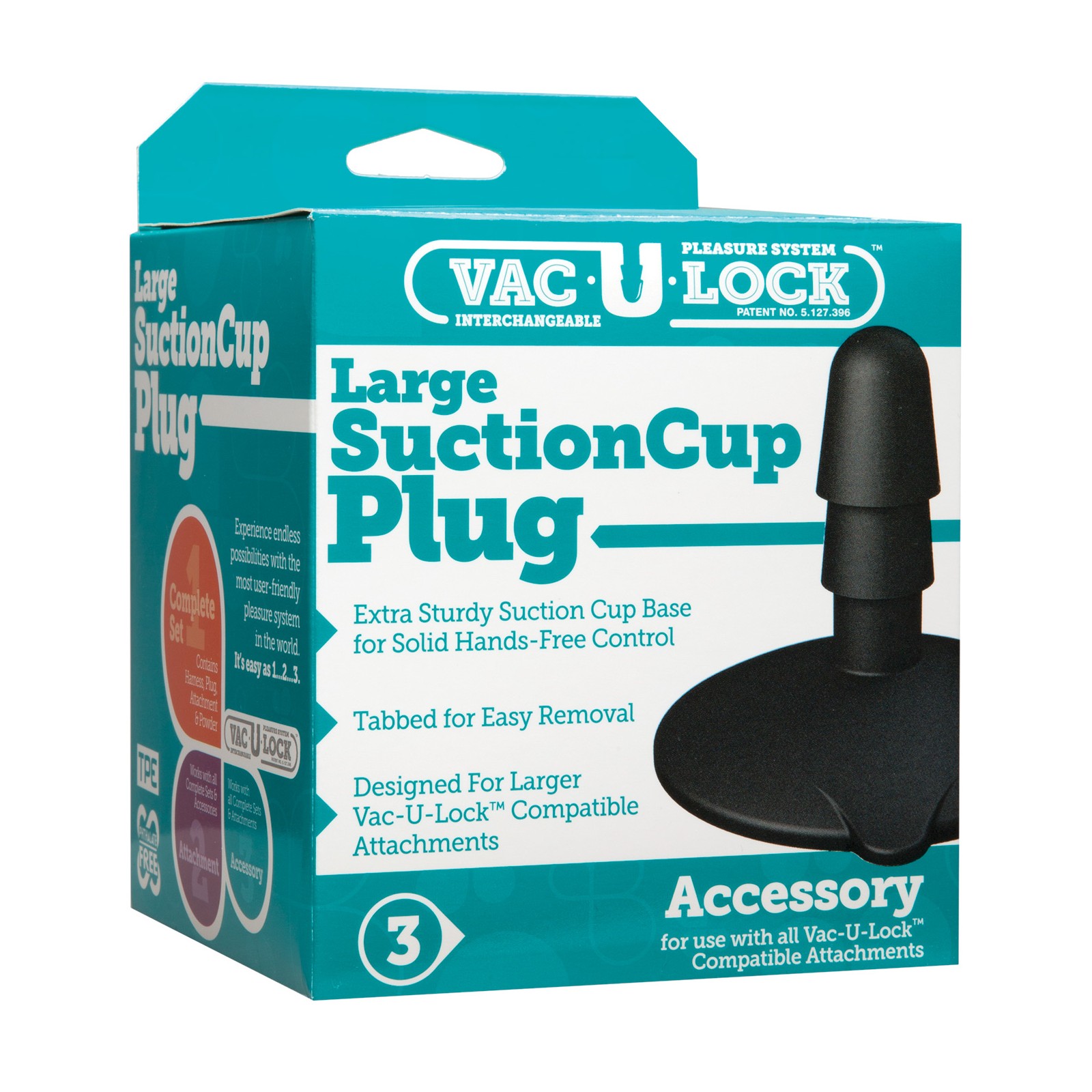 Plug de Succión Grande Vac-U-Lock - Negro