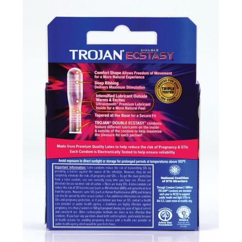 Condones Trojan Double Ecstasy Caja de 3