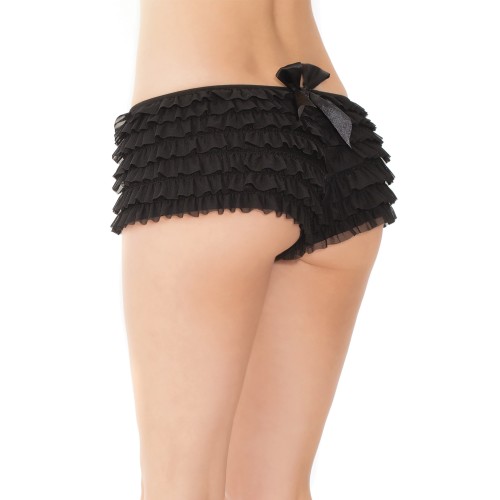 Shorts Negros con Volantes y Lazo para Mujeres