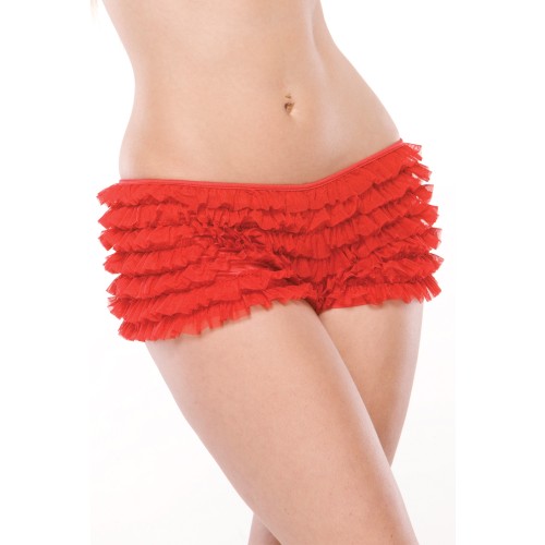 Ruffle Shorts Back Bow Detail Red