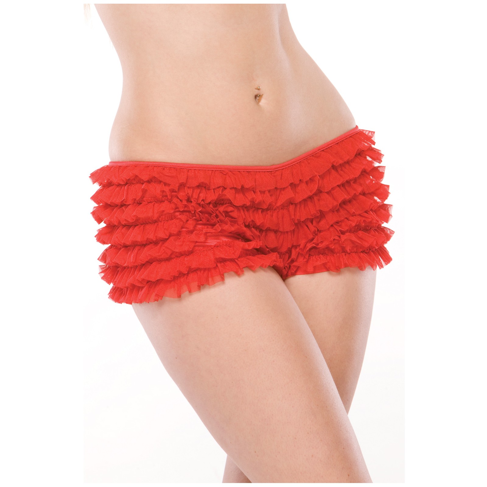 Ruffle Shorts Back Bow Detail Red