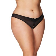 Tanga Sin Tiro con Perlas - Negro 3X/4X