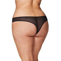 Tanga Sin Tiro con Perlas - Negro 3X/4X