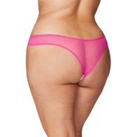 Tanga Crotchless con Perlas Rosa Fucsia 3X/4X