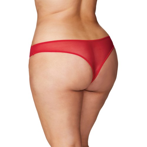 Tanga Sin Crotch con Perlas Rojo 1X/2X