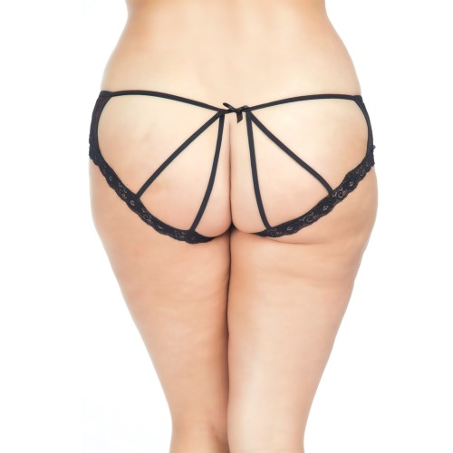 Cage Back Lace Panty Black Red Plus Size