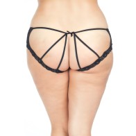 Cage Back Lace Panty Black Red Plus Size