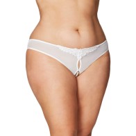 Tanga Crotchless con Perlas - Blanco 1X/2X