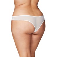 Tanga Crotchless con Perlas - Blanco 1X/2X