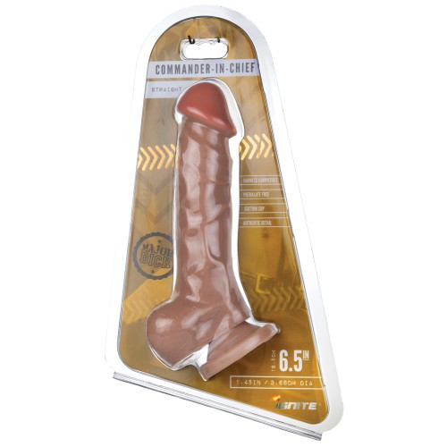 Major Dick Straight Dildo with Balls & Suction Cup - Caramel