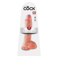 Dildo de 10 Pulgadas King Cock con Testículos Flesh