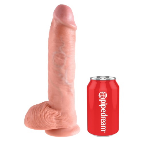 Dildo de 10 Pulgadas King Cock con Testículos Flesh