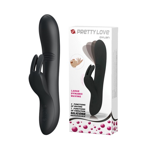 Pretty Love Dylan Rabbit Vibrator with Bunny Ears - Black