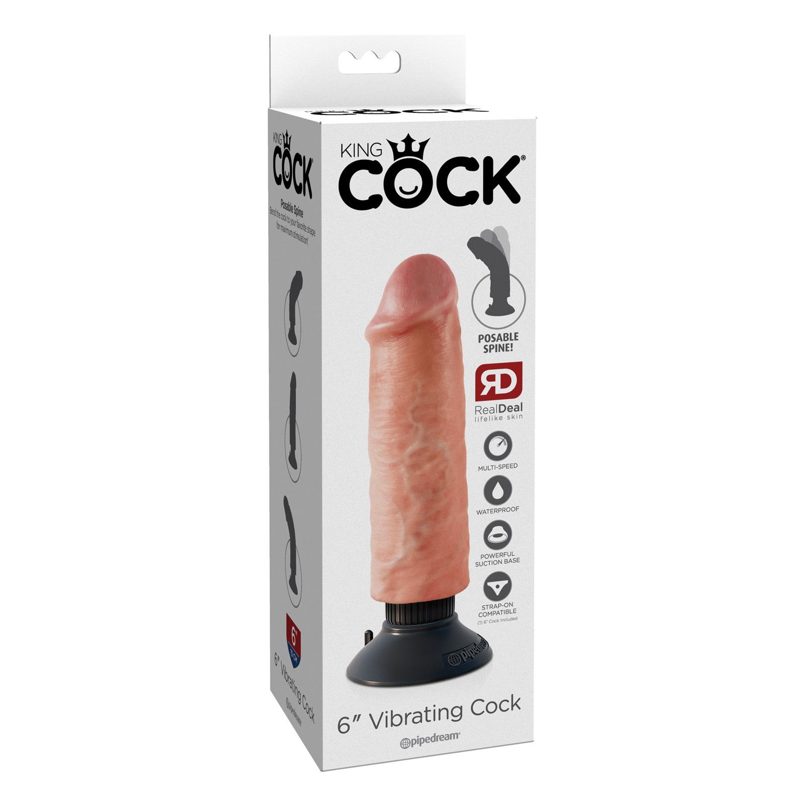 King Cock 6 Inch Vibrating Cock - Flesh