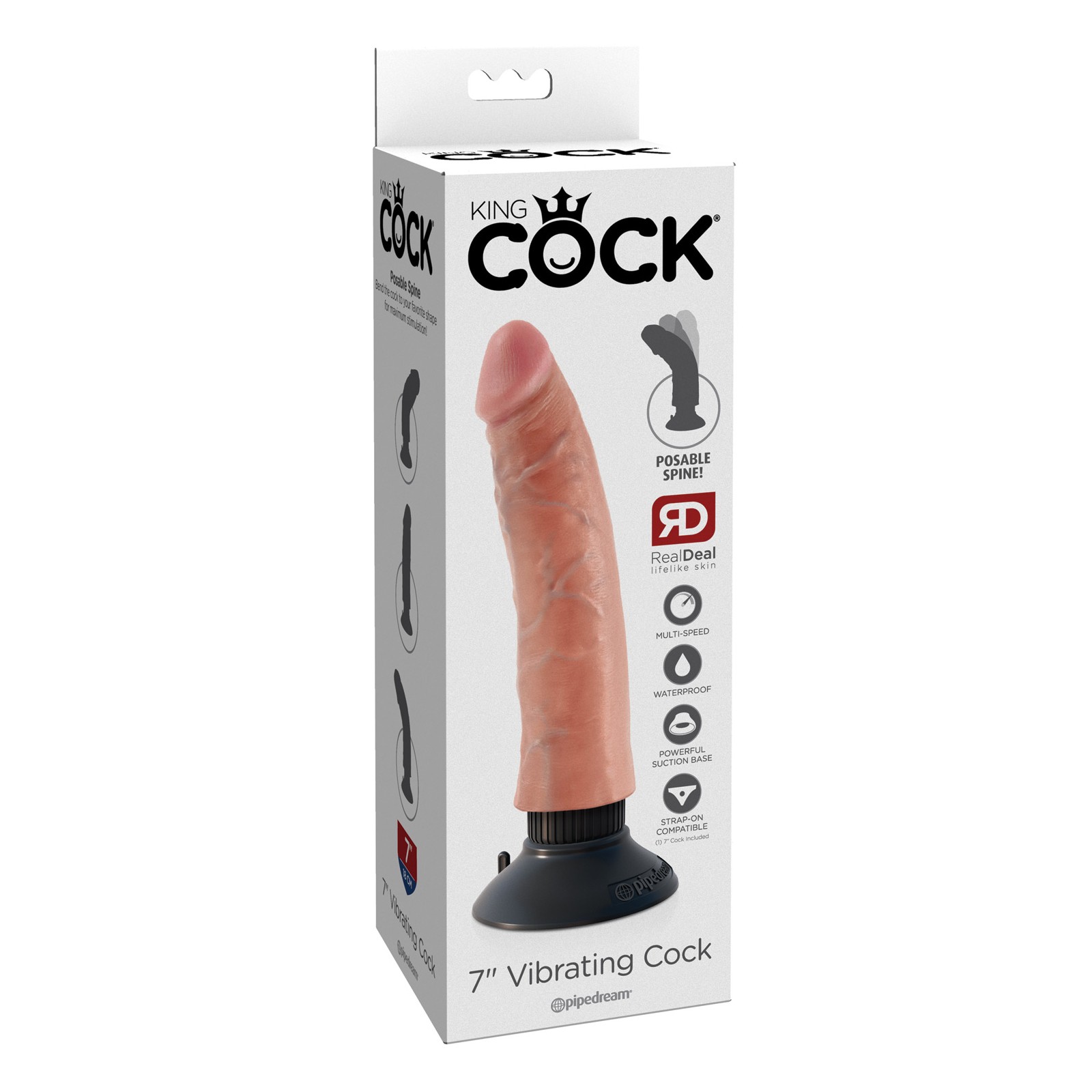 King Cock 7 Inch Vibrating Cock Flesh