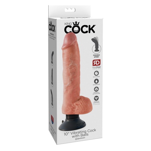 Rey Cock Vibrador de 10 con Testículos Flesh