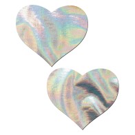 Premium Hologram Heart Pasties - Silver