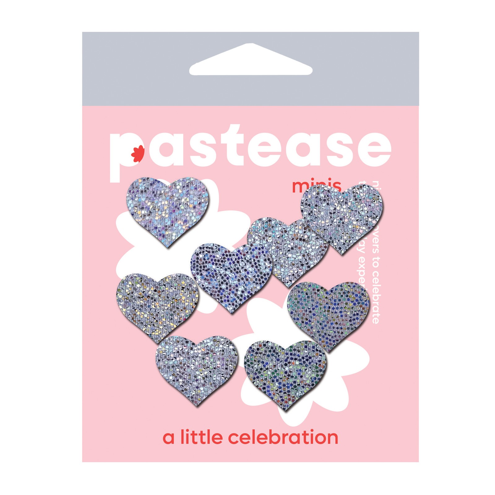 Pastease Mini Glitter Hearts Silver Pack of 8