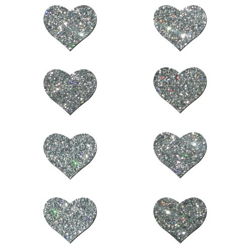 Pastease Mini Glitter Hearts Silver Pack of 8