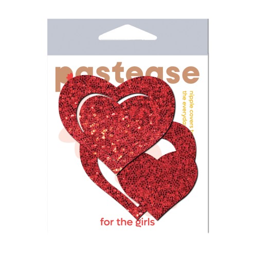 Pastease Glitter Peek a Boob Hearts Red