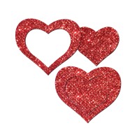 Pastease Glitter Peek a Boob Hearts Red