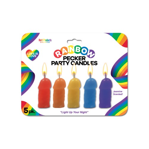 Rainbow Pecker Velas de Fiesta Pack de 5