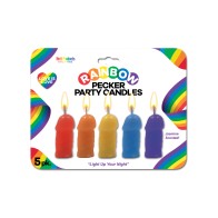 Rainbow Pecker Party Candles Pack of 5