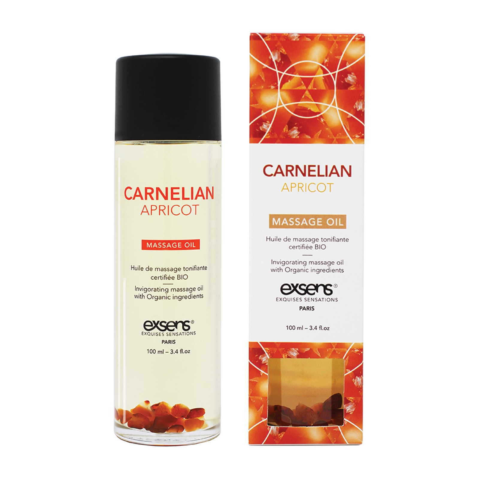 EXSENS Organic Massage Oil with Stones Carnelian Apricot