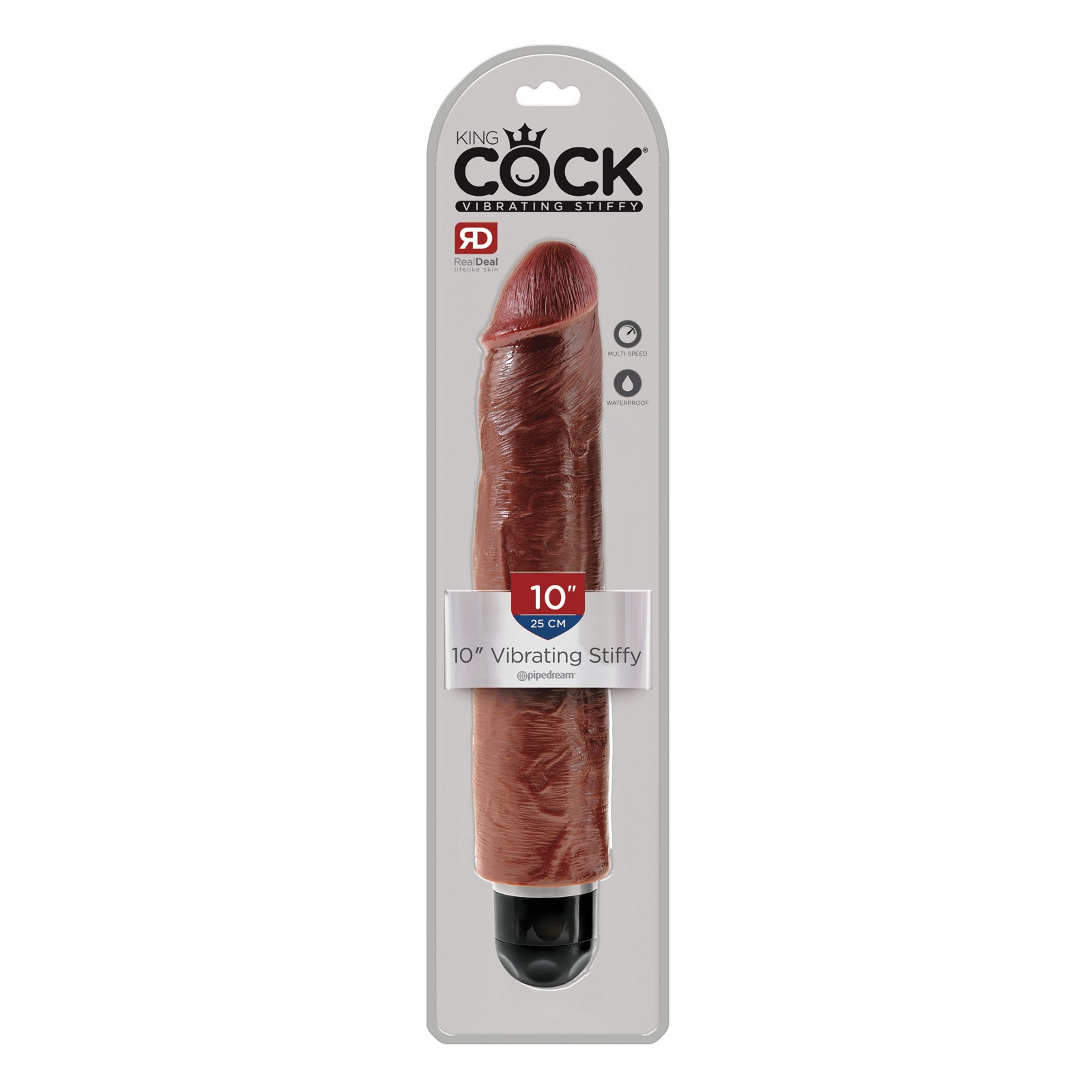 King Cock 10" Vibrating Stiffy Brown