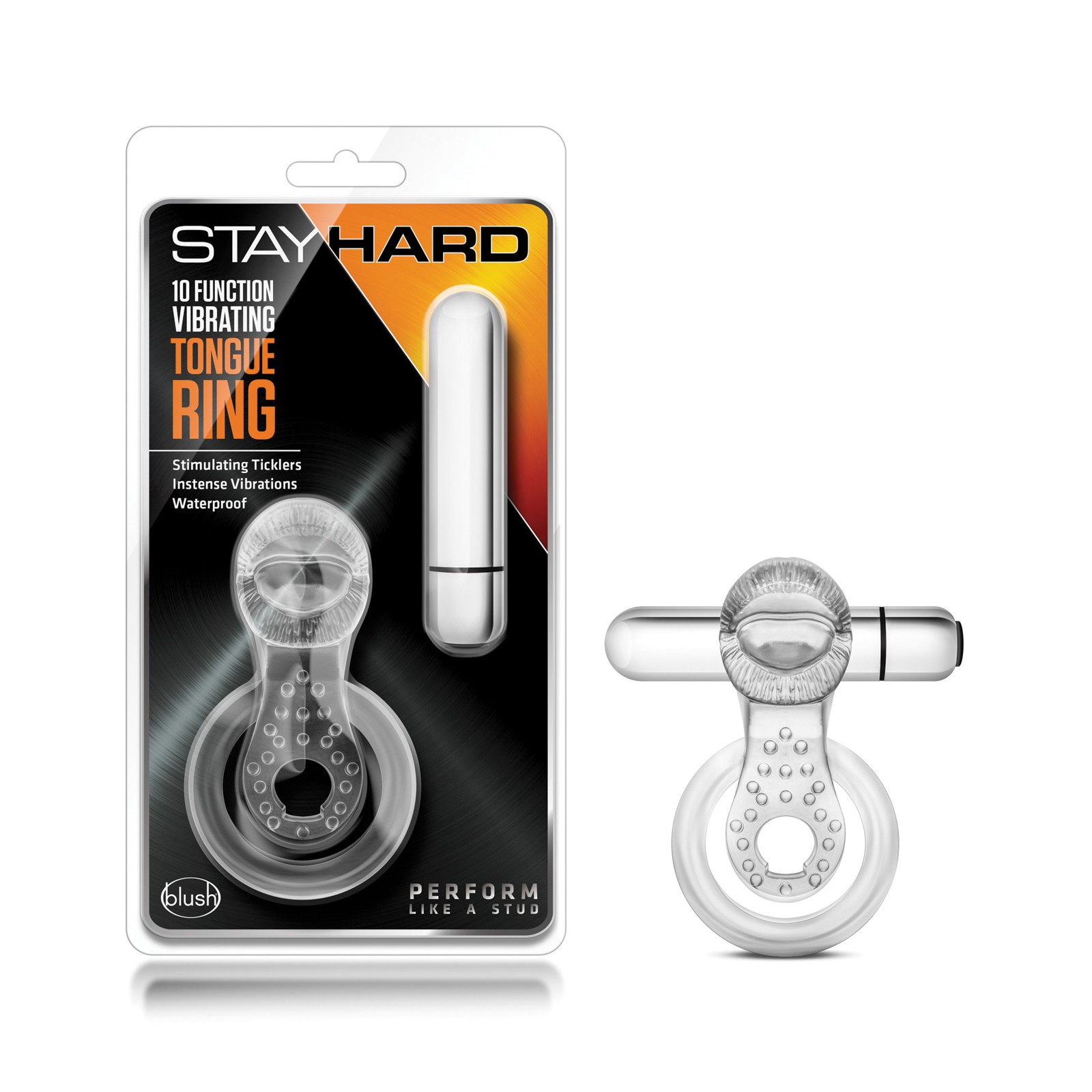 Blush Stay Hard Vibrating Tongue Ring for Couples