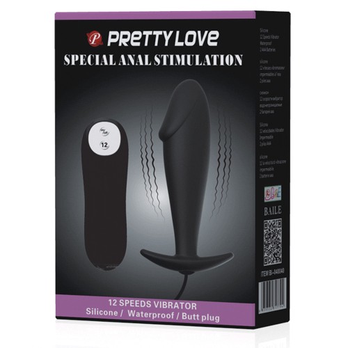 Pretty Love Vibrating Penis Shaped Butt Plug - Black