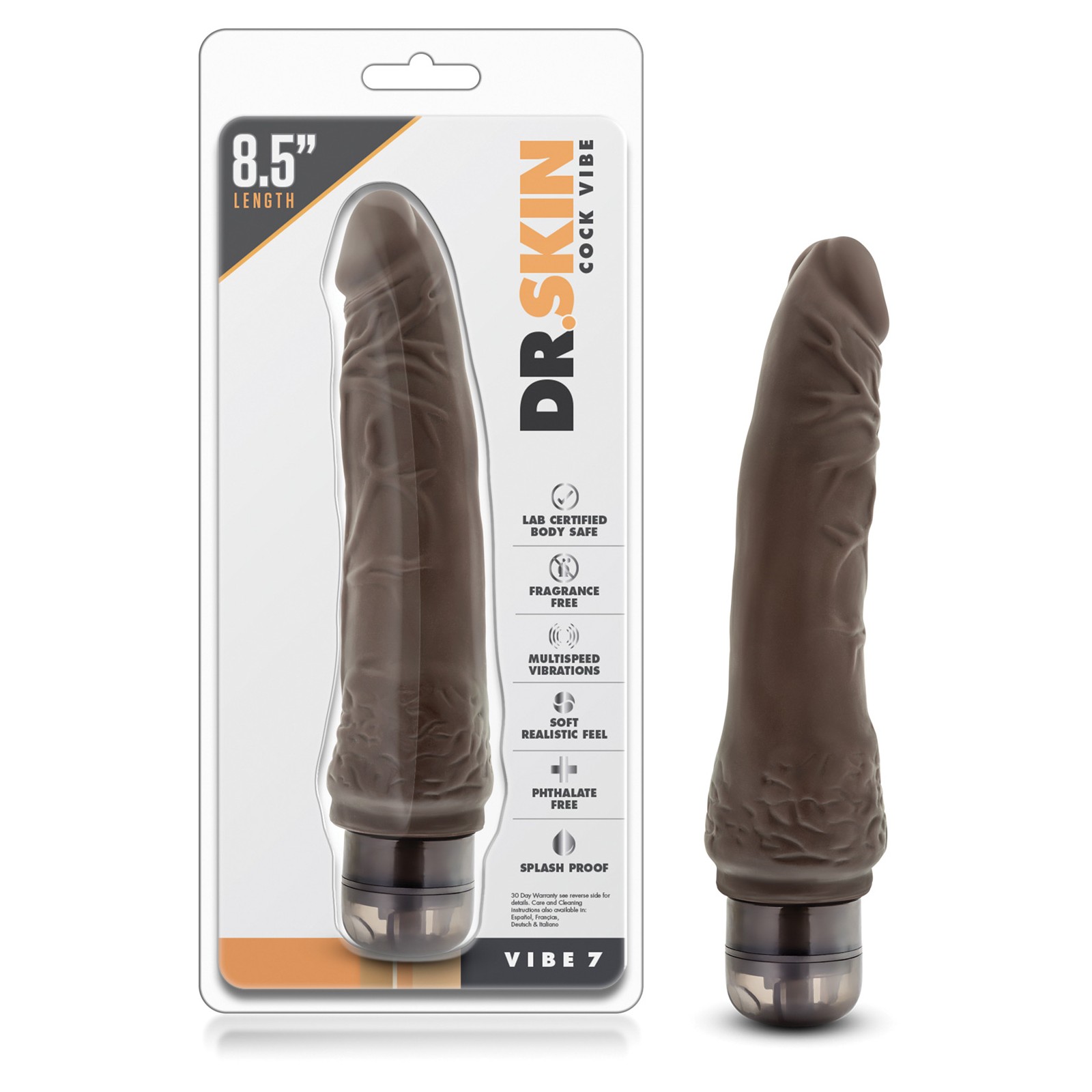 Blush Dr. Skin Vibe 7 Chocolate Vibrating Dildo