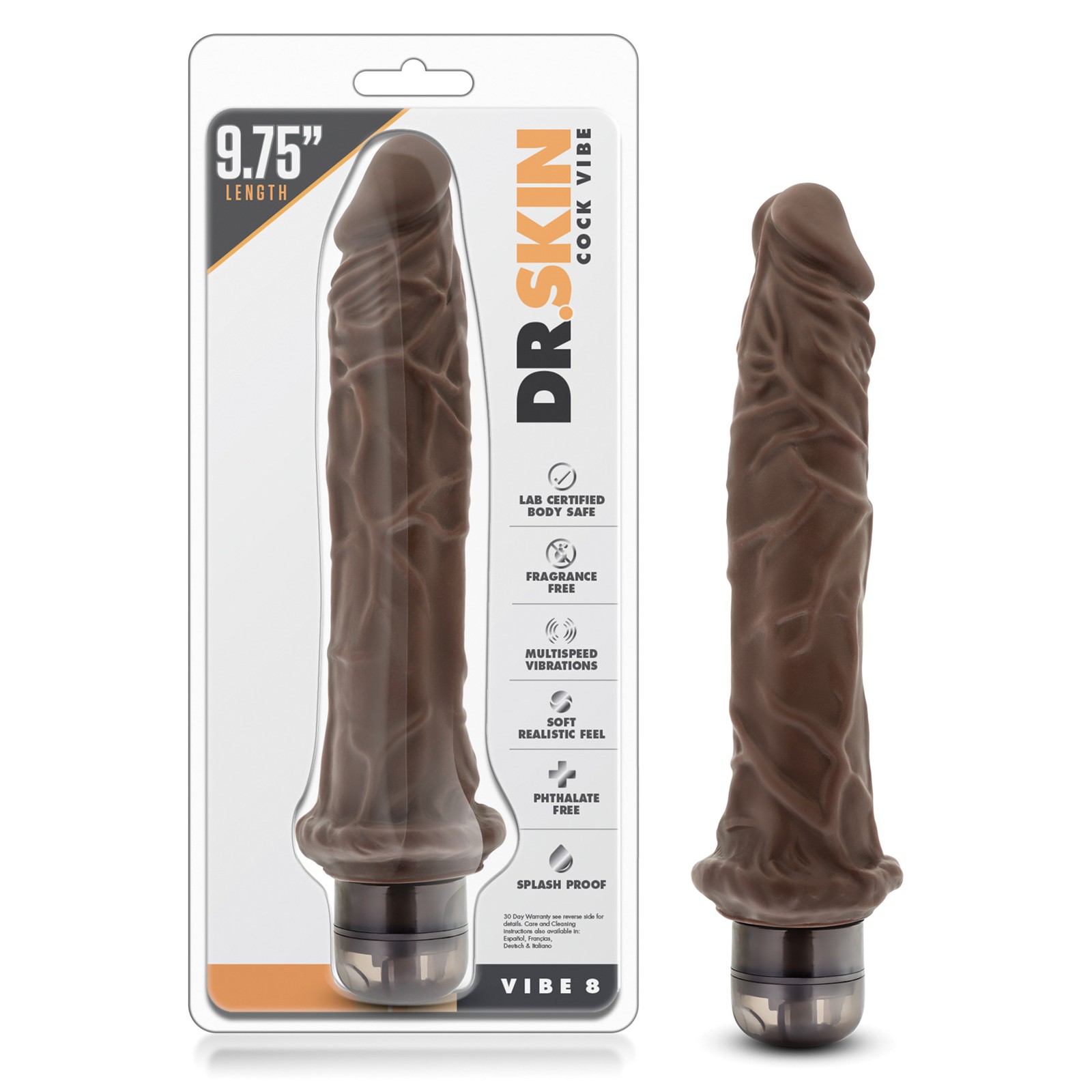 Blush Dr. Skin Mr. Skin Vibe 8 - Chocolate Vibrating Dong