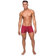 Seamless Sleek Short with Sheer Pouch Red MD